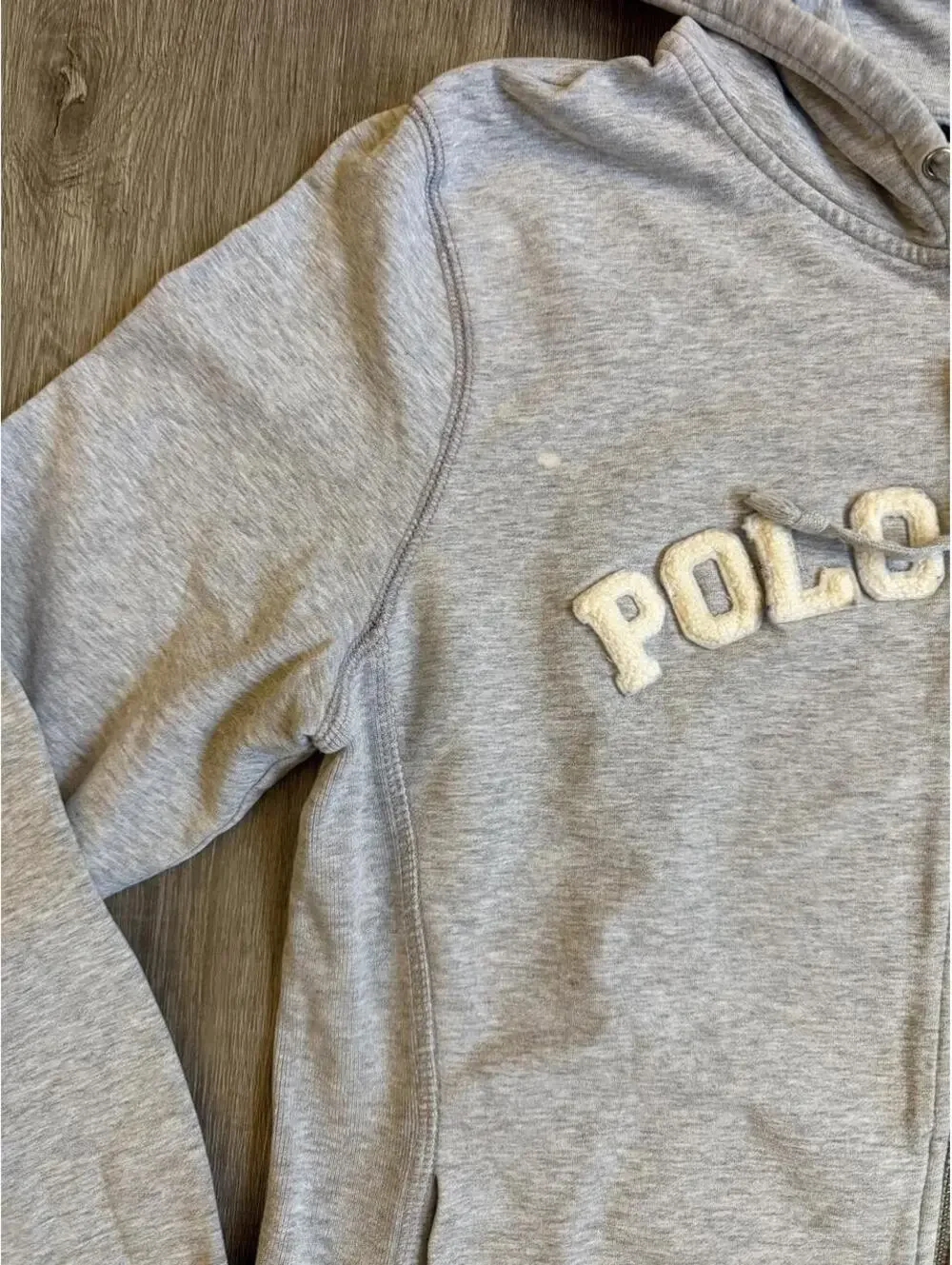 Vintage Gray Polo Jeans Ralph Lauren zip up hoodie sz M